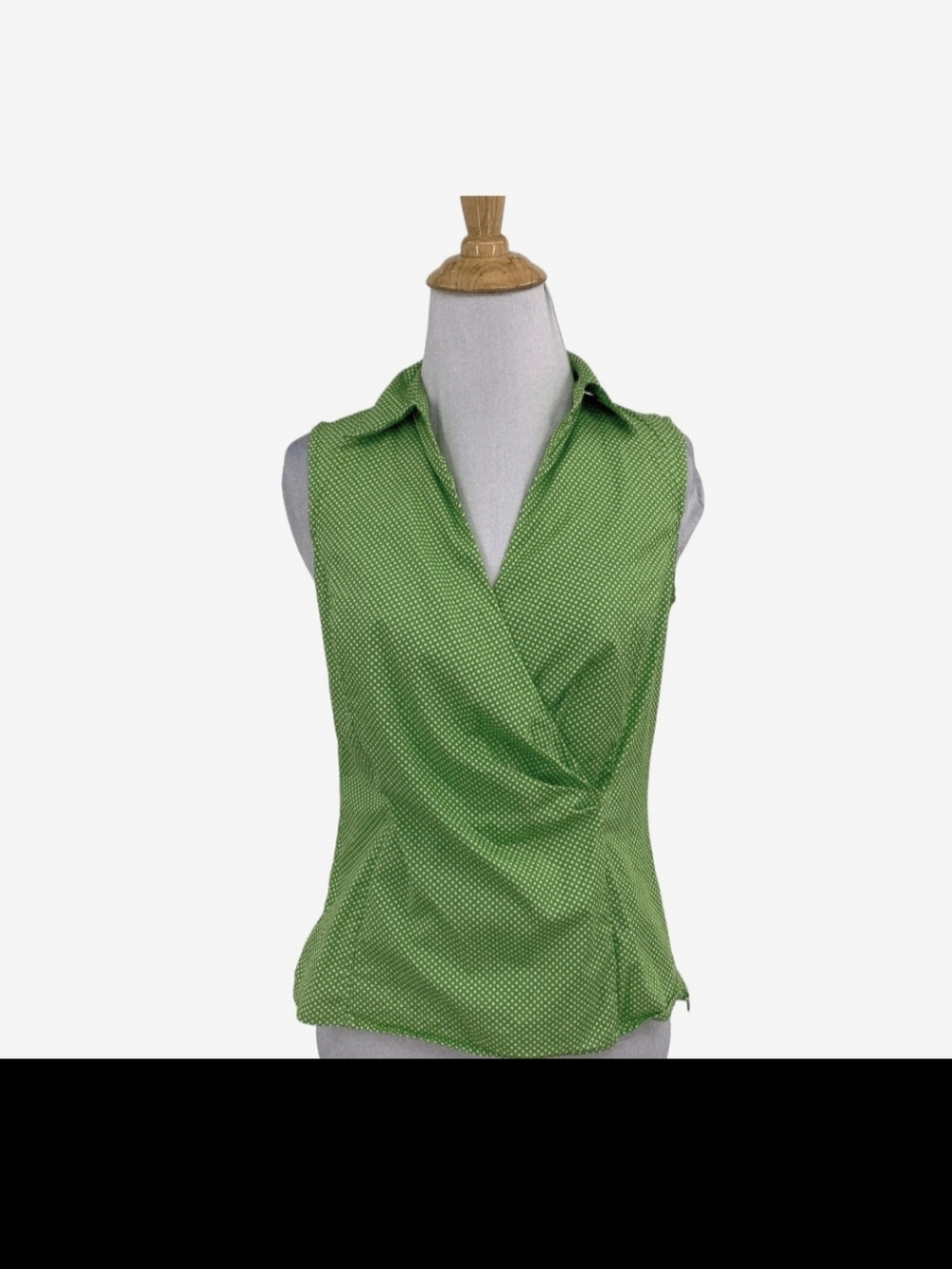 Talbots Green Polka Dot Wrap Blouse